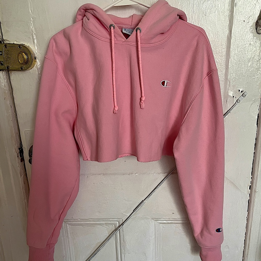 Cropped Pink Champion Hoodie